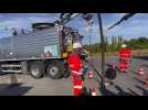 Saint-Martin-lez-Tatinghem : démonstration camion hydrocureur pour nouveaux locaux société de l'eau