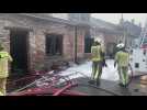 Une maison détruite par les flammes à Ghlin. Vidéo Eric Ghislain