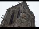 Nettoyage de la cathédrale de Soissons par un duo de cordistes