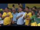 Brazil's Bolsonaro arrives at rally as election campaign continues