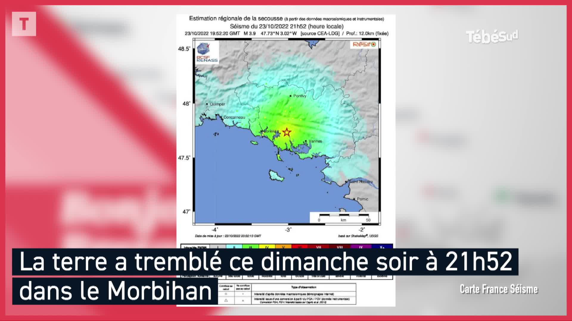 Petit séisme mais belle frayeur dans le Morbihan (Le Télégramme)