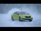 The new Skoda Superb Sportline in Dragon skin Driving in the snow