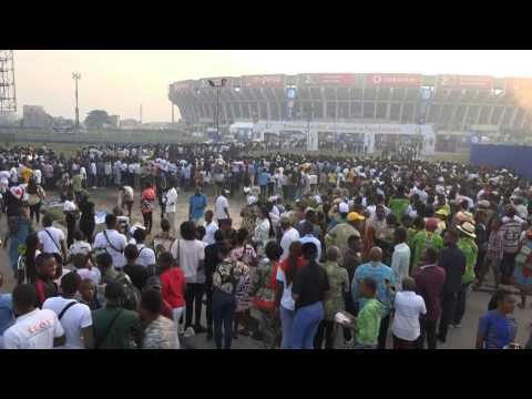 Public gathers in DR Congo's Martyrs Stadium ahead of Pope Francis' arrival