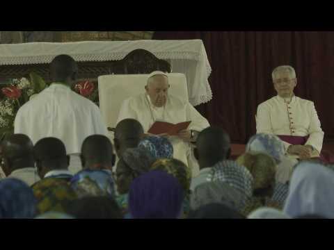 Pope Francis holds prayer meeting at Kinshasa Cathedral