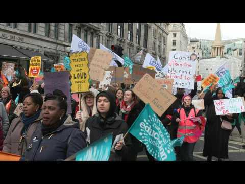 Thousands of teachers and workers protest in London in biggest walkout of a decade