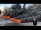 Palestinian demonstrators burn tyres after Israeli raid in Jericho