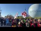 Défilé devant le ballon captif d'Epernay manifestation du 7 février 2023