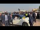 Pope Francis welcomed by crowds as he drives through streets of Juba