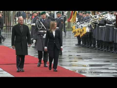 German Chancellor Olaf Scholz welcomes Italian PM Giorgia Meloni in Berlin