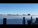 US: Scene at Boston Harbour as temperatures reach -21 degrees Celsius
