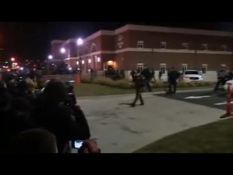 Protesters agitated outside Ferguson police station