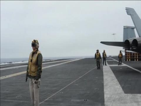 U.S. Navy video shows air operations on the USS Carl Vinson to fight Islamic State