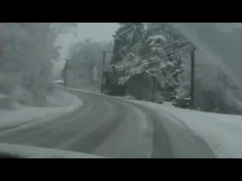 Driving through winter wonderland in New Jersey