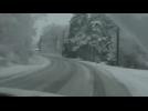 Driving through winter wonderland in New Jersey