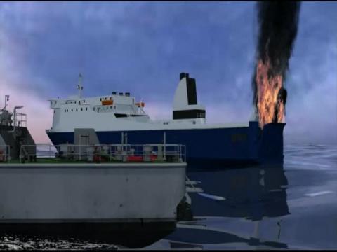 Italian ferry on fire in bad weather with over 400 aboard