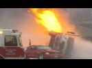 Fiery crash involving propane truck snarls traffic on Texas highway