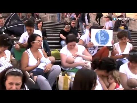 Over 100 mothers gathered for breastfeeding flashmob
