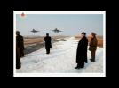 North Korean leader Kim Jong Un observes flight combat drill