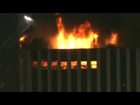 Firefighters battle blaze in Los Angeles tower block