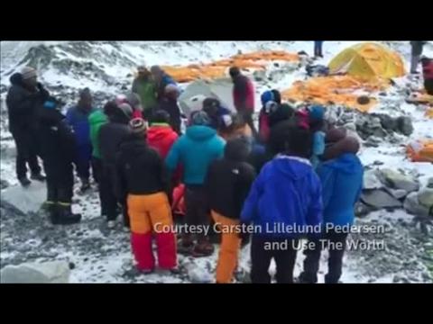 Cell phone video shows Nepal quake survivors rescued from Everest