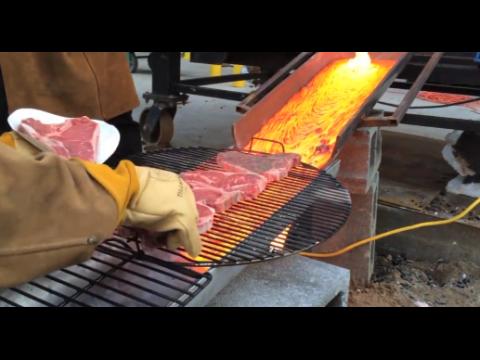 They cook steaks with lava