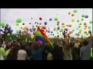 Russian police detain activists at gay flashmob in Moscow