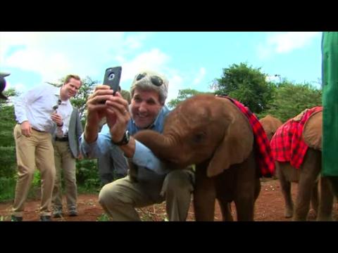 John Kerry takes 'selfie' with elephant in Kenya