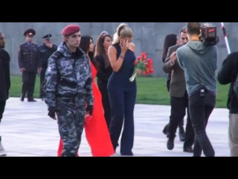 Kim Kardashian lays flowers at Armenian memorial