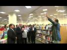 Ron Burgundy Holds Up The Wrong Book At Bookstore Promotion