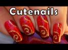 Nail art for Christmas : Red and Gold design