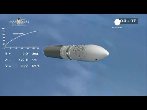 Ariane 5 rocket launches telecommunications and weather satellites