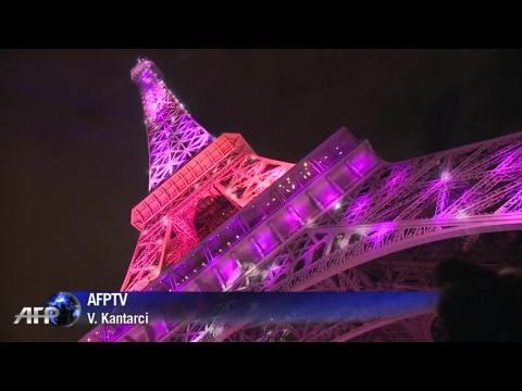Eiffel Tower turns pink for breast cancer awareness