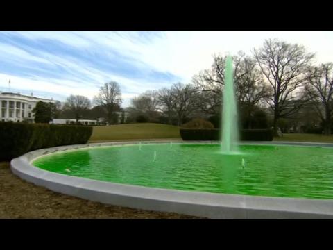 White House fountain flows green for St. Patrick's Day