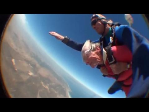 S. African granny skydives and swims with sharks
