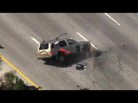 Northern California car chase ends in spectacular crash