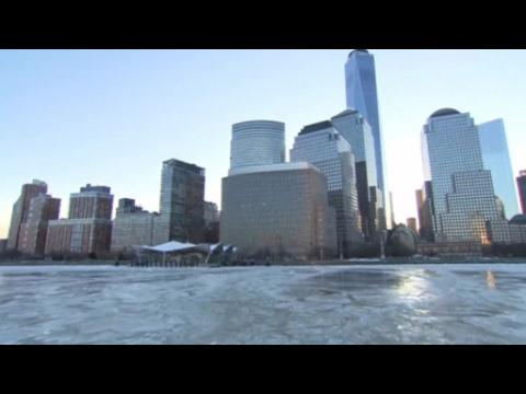 New York's Hudson River turns to ice