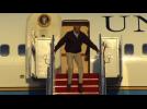 Obama nearly slips getting off Air Force One
