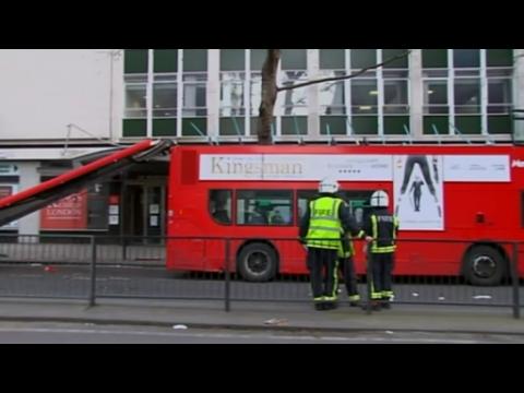 London bus crashes into tree, rips off roof
