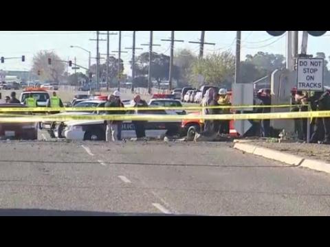 Southern California commuter train, truck collide, 51 hurt