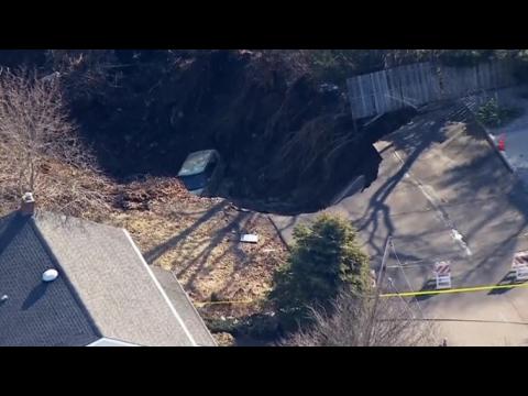 Massive sinkhole in New Jersey swallows car