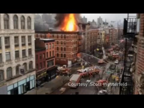 Amateur video shows NYC building engulfed in flames