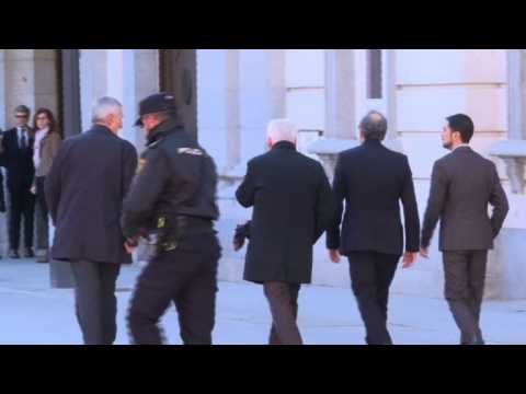 Catalan regional president Quim Torra arrives at court for trial