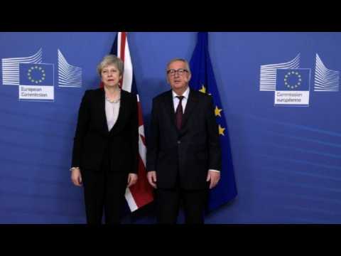 Theresa May meets Jean-Claude Juncker in Brussels