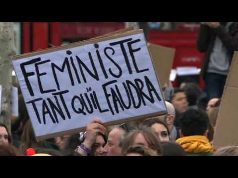 Demonstrators hit Paris streets for International Women's Day