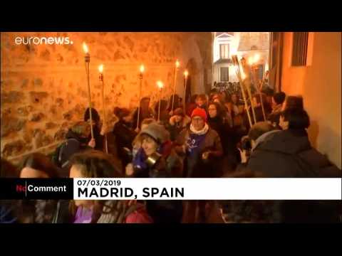 Spanish women march for equality on International Women's Day