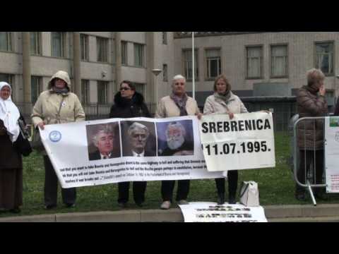 Protesters gather outside court for Karadzic's final hearing