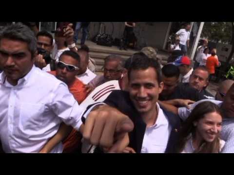 Venezuela's Juan Guaido arrives at Caracas square