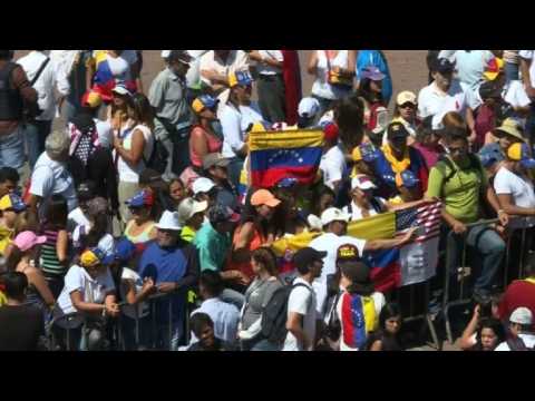 Demonstrators rally to support Juan Guaido's return to Venezuela