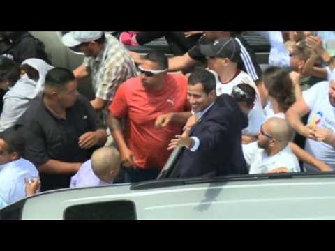 Leader Juan Guaido arrives for opposition rally in Caracas
