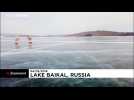 Ice-skaters brave the cold in Siberia for a race on the world's deepest lake
